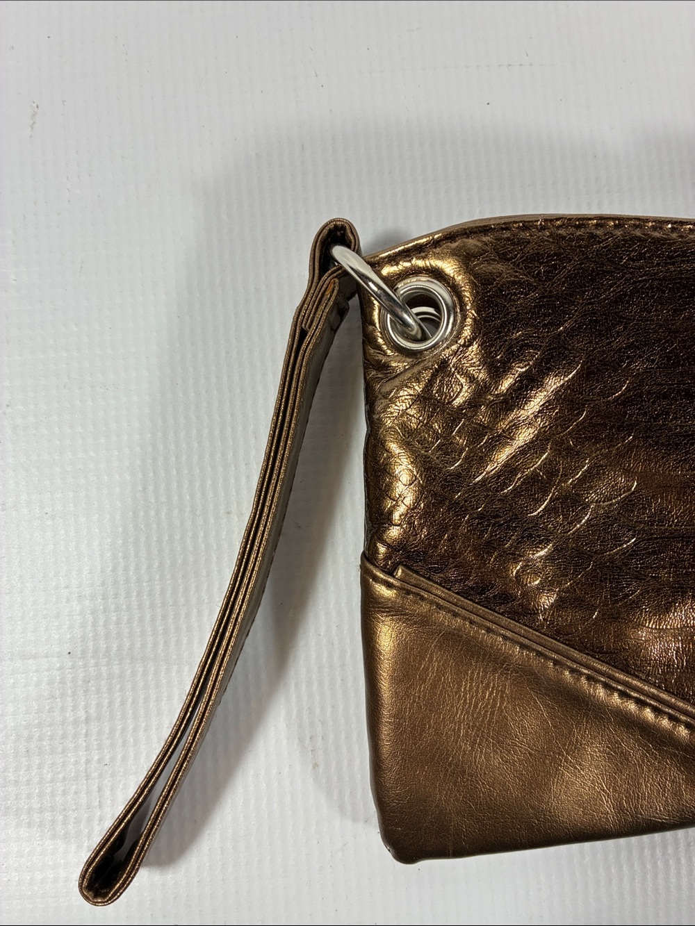 Metallic Bronze Wristlet Clutch - Women's Evening Bag - Picture 3 of 9